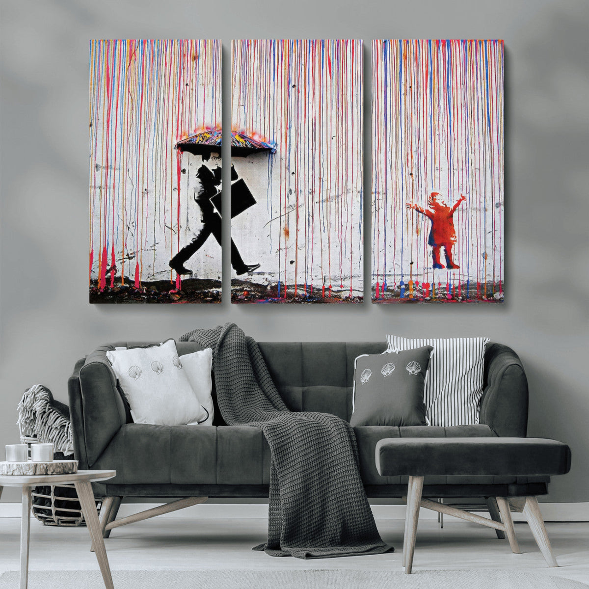 Banksy Wall Art Canvas Print, Framed Graffiti Art Picture