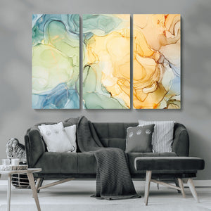 Green and Yellow Marble Fluid Effect Wall Art, Green and