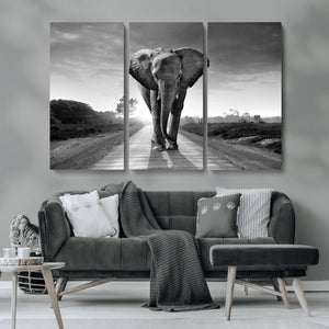 Black and White Elephant Wall Art Canvas Print