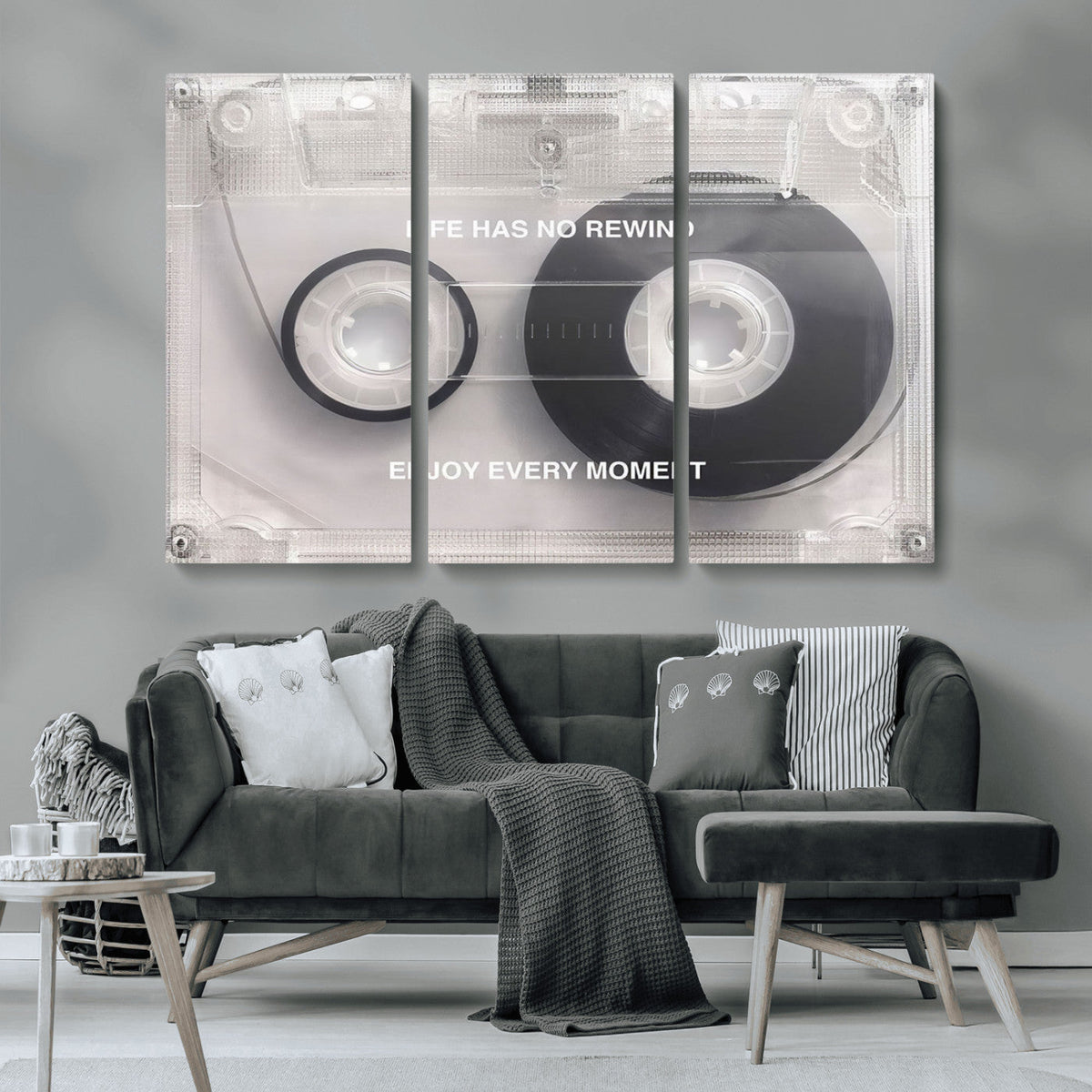 Vintage Cassette Tape Canvas Wall Art - Inspirational 'Life