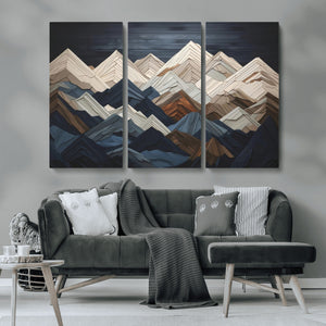 Mountain Wall Art – Modern Geometric Landscape Canvas Print,