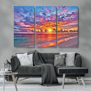 Vibrant Sunset Beach Wall Art - Ocean Sunset Canvas Print |