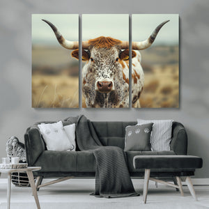 Texas Cow Longhorn Wall Art Canvas Print for Farm House Wall