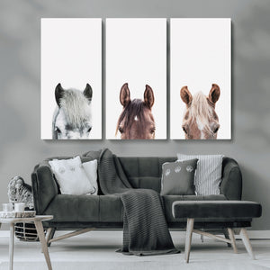 Horse Wall Art - Minimalist Horse Triptych Wall Art – Modern