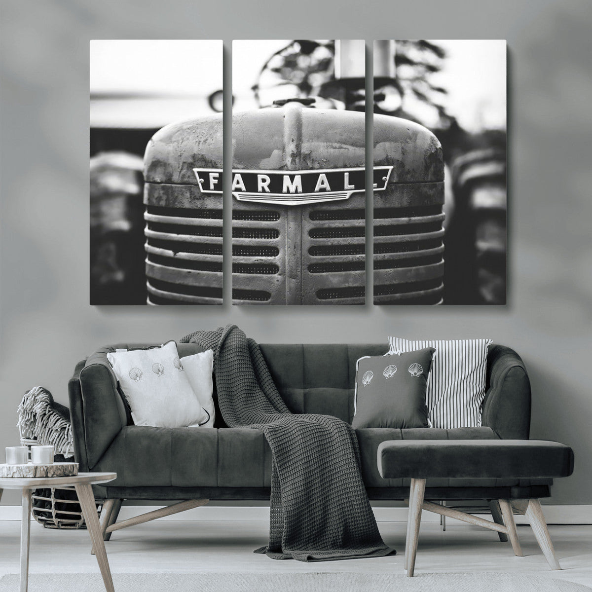 Vintage Farmall Tractor Wall Art Canvas Print, Rustic