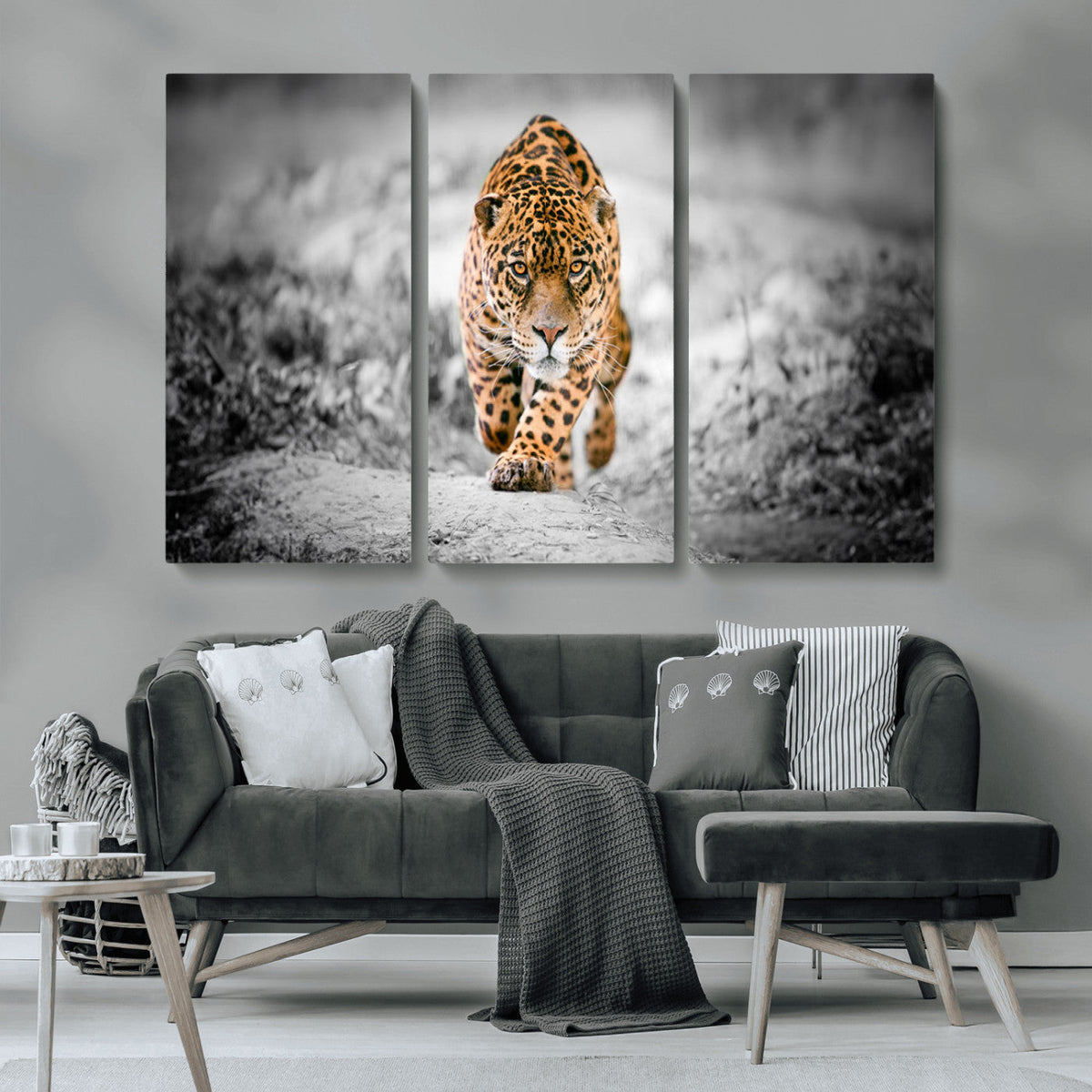 Jaguar Wall Art Canvas Print - Majestic Big Cat in Focused