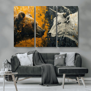 Bear and Bull Wall Art Canvas Print – Abstract Animal