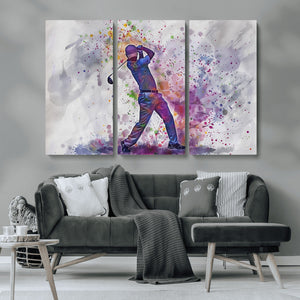 Watercolor Golf Swing Wall Art Canvas Print | Vibrant