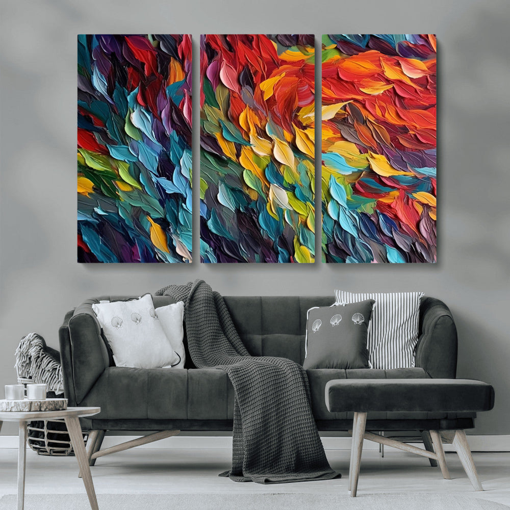 Vibrant Abstract Leaf Wall Art Canvas Print | Bold Colorful