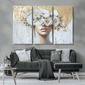 Golden Petal Wall Art - Canvas Print Flower Head Woman