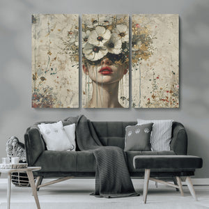 Abstract Floral Women Patel Wall Art Canvas Print