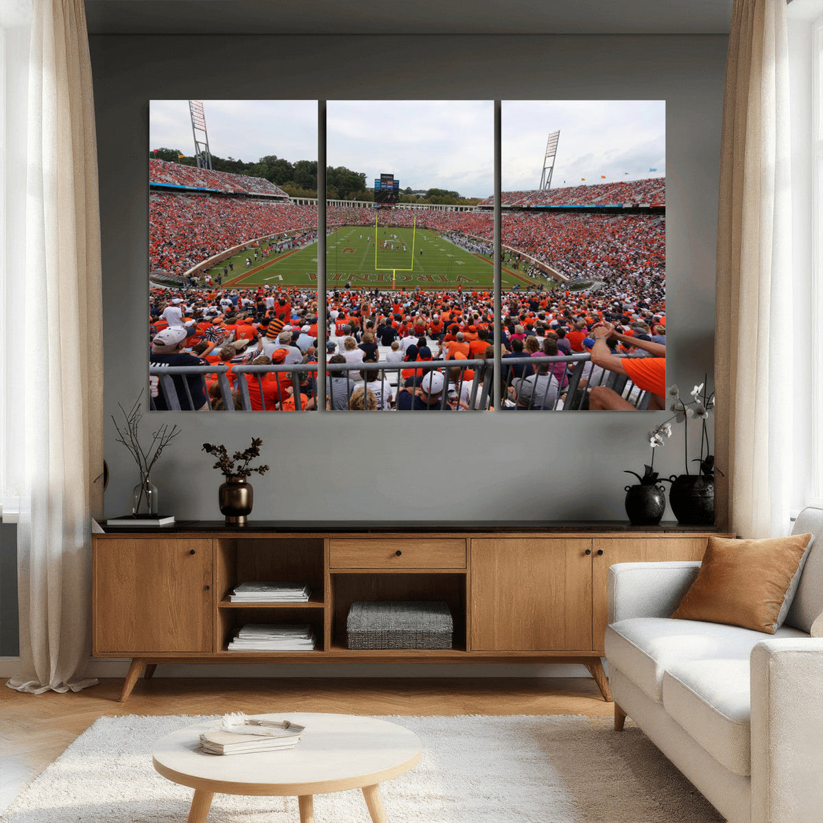 Virginia Cavaliers Football Team Print - Charlottesville Scott Stadium Print Wall Art Canvas