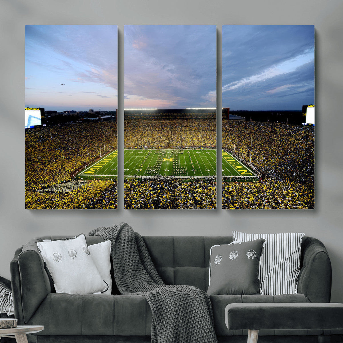 Michigan Stadium Wall Art Canvas Print, Vibrant Game Day
