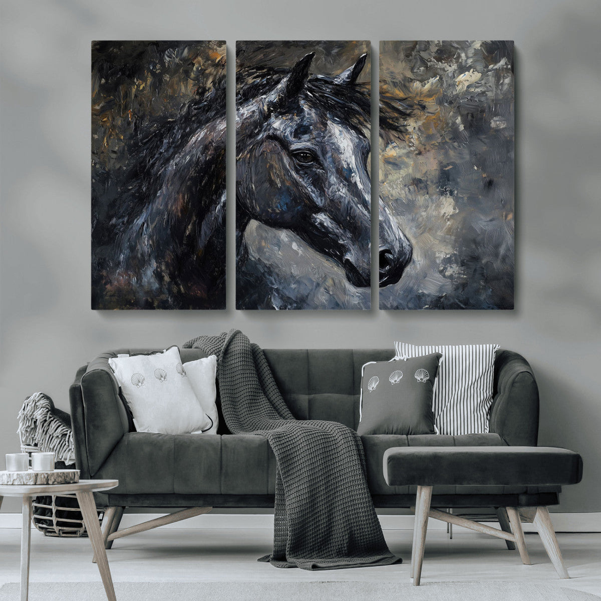 Large Abstract Horse Wall Art Canvas Print | Farmhouse Wall
