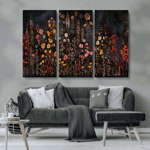 Large Floral Painting Print Illustration Flowers Canvas Wall