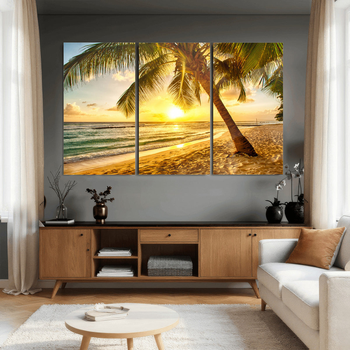 Beach Sunset Canvas Wall Art Print - Tropical Beach Canvas