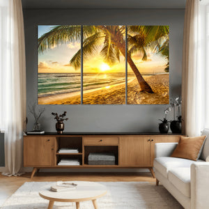 Beach Sunset Canvas Wall Art Print - Tropical Beach Canvas