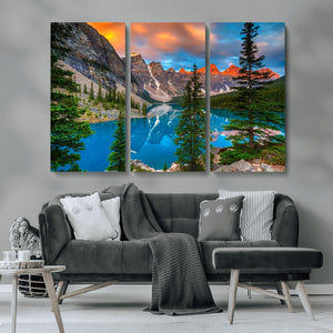 Canadian Rockies Moraine Lake Wall Art Canvas Print, Pine