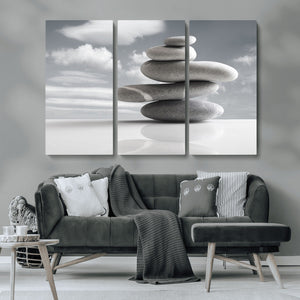 Still Life Black and White Zen Stones Wall Art Canvas,