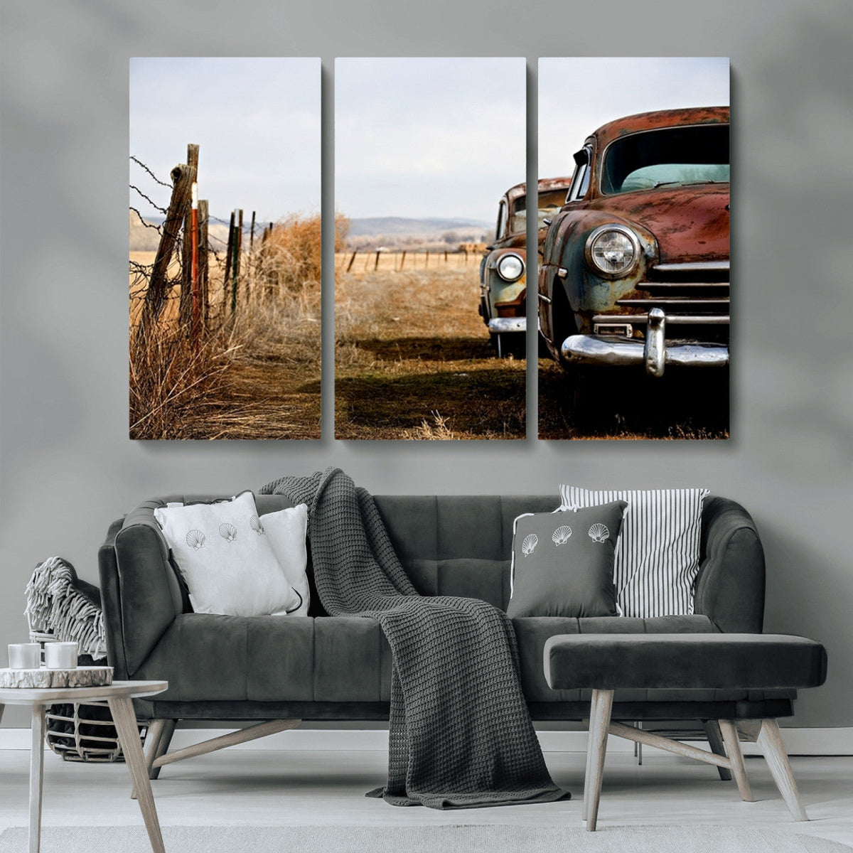 Old Rustic Classic Car Wall Art Canvas Print