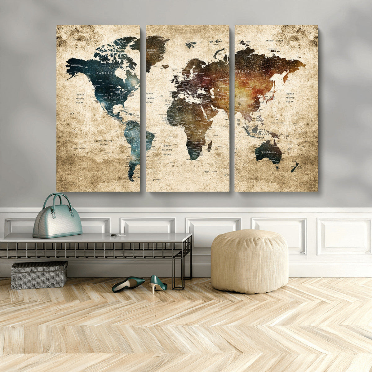 World Map Canvas Print – Detailed Map of the World Wall Art