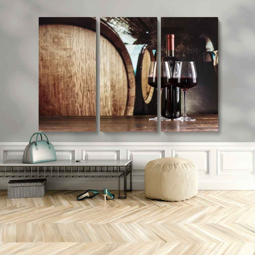 Wine and Barrel Wall Art Canvas Print