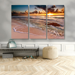 Sunset on Ocean Wall Art Canvas Print