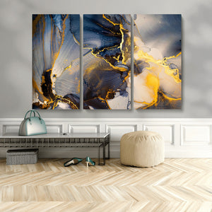 Large Abstract Wall Art Print -  Gold and Blue Abstract