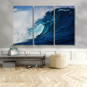 Ocean Wave at Sunset Canvas Art, Large Wall Print of Vibrant