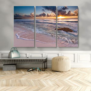 Sea Ocean Sunset Beach Wall Art Canvas Print