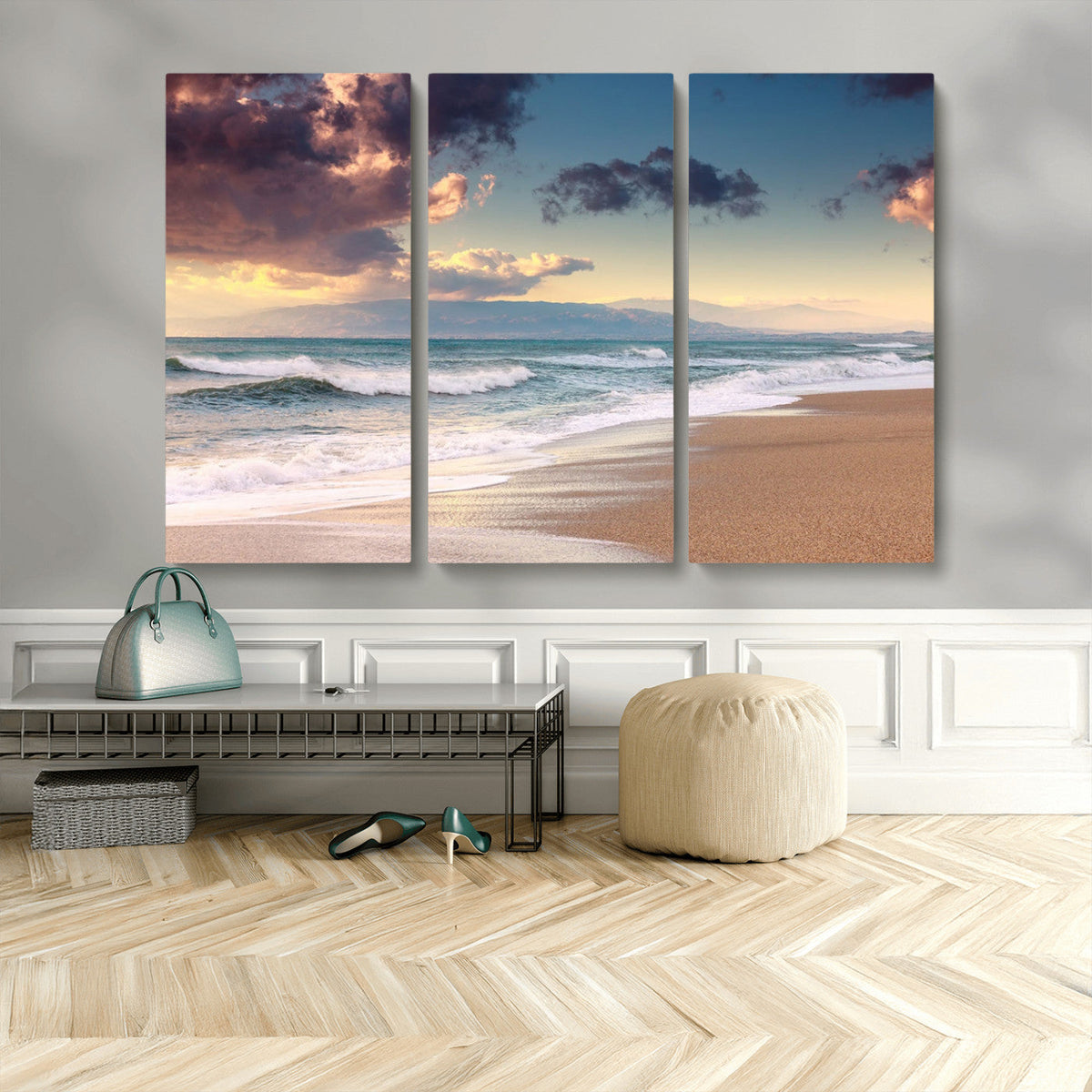 Cloudy Weather Beach Sunset Canvas Print | Sunrise Wall Art