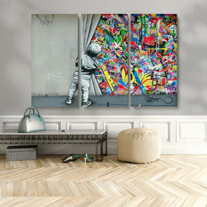 Banksy Colorful Street Graffiti Canvas Wall Art Print,