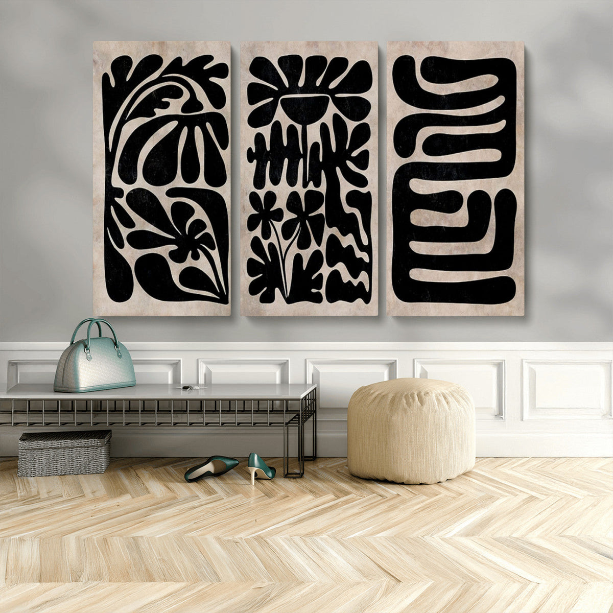 Canvas Print Wall Art Abstract Art Boho, Framed Boho Art