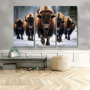 Buffalo Wall Art Canvas Print, American Bison Herd Wall Art
