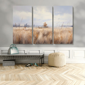 Golden Fields Wall Art Print Canvas – Serene Landscape of