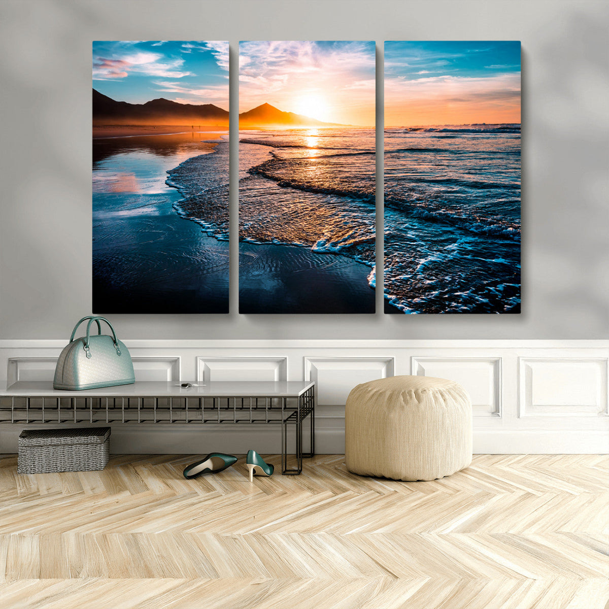 Sunset Beach Ocean Canvas Wall Art – Tranquil Ocean