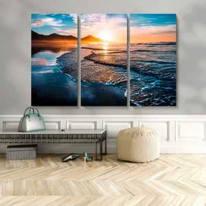 Sunset Beach Ocean Canvas Wall Art – Tranquil Ocean