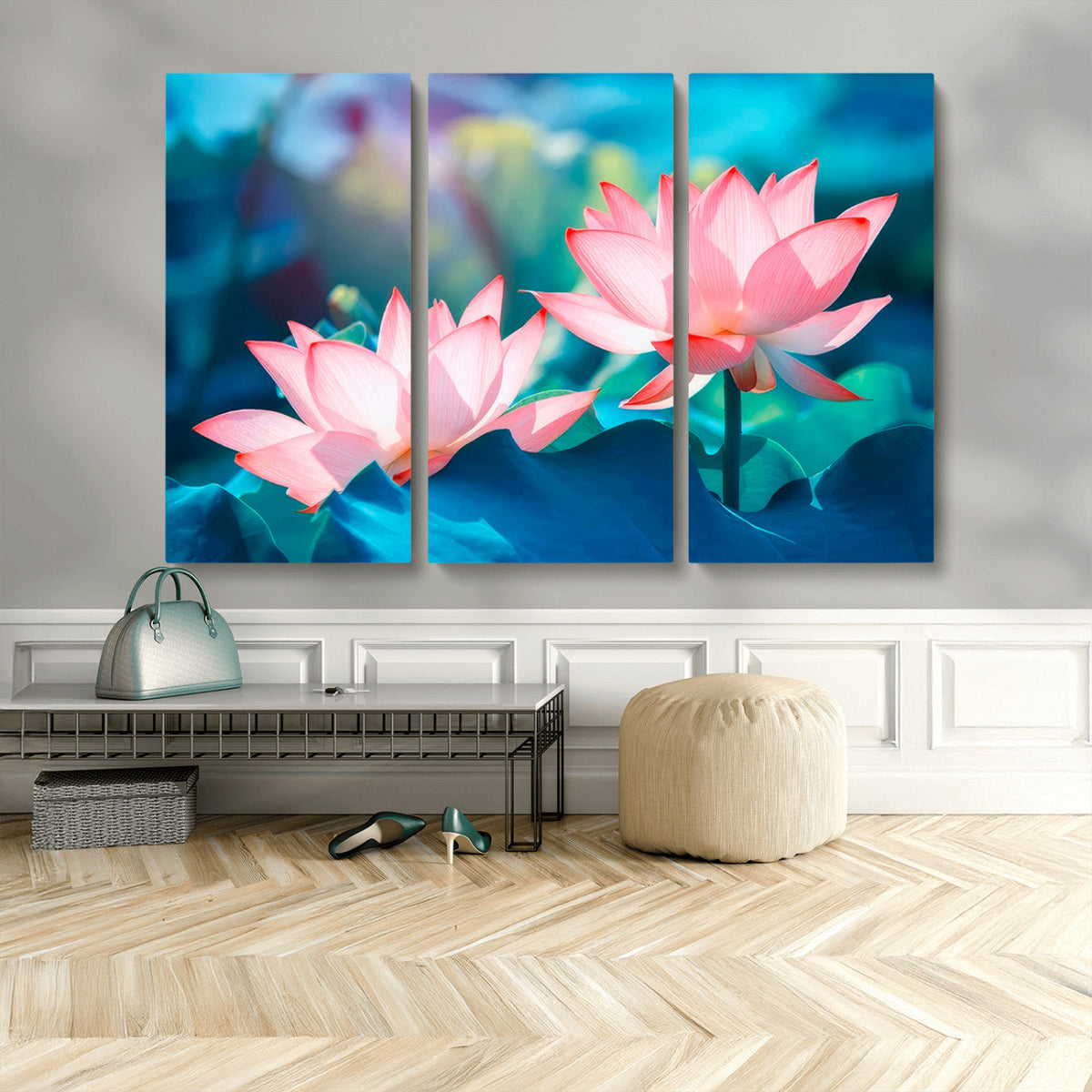 Pink Lotus Flower Canvas Wall Art | Vibrant Floral Wall