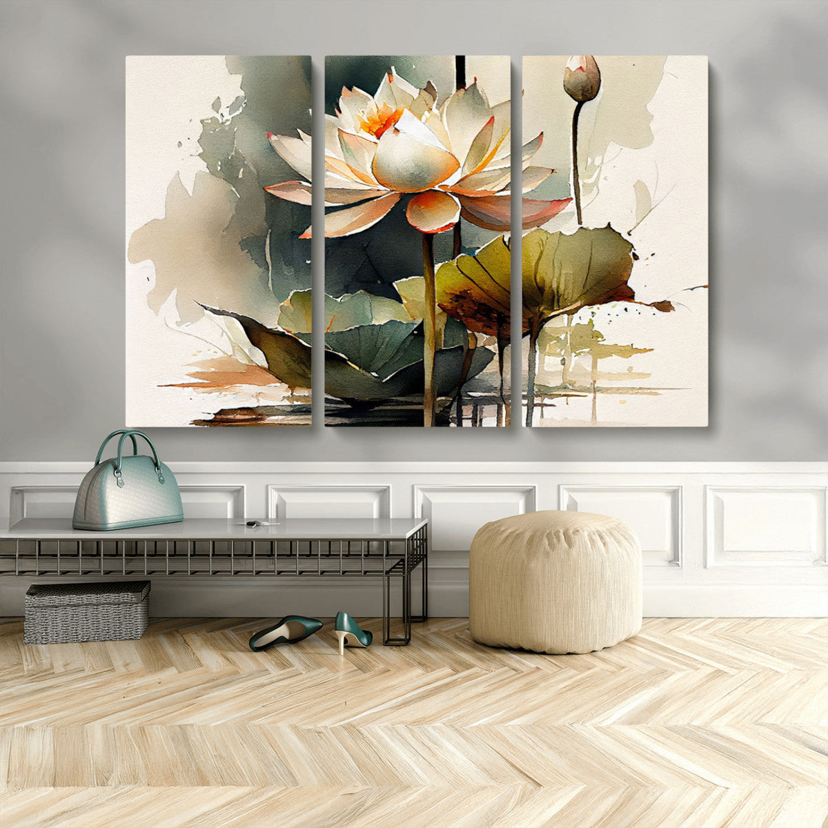 Lotus Flower Watercolor Canvas Print – A Symbol of Serenity
