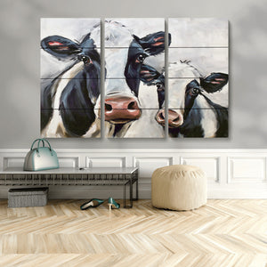 Vintage Baby and Mom Cattle Wall Art Canvas Print