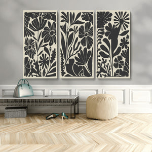 Modern Botanical Wall Art - Floral Black and White Canvas