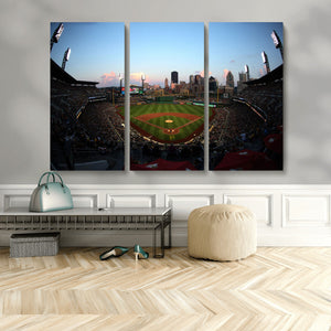 PNC Park Evening Game Triple Canvas Wall Art - Pittsburgh