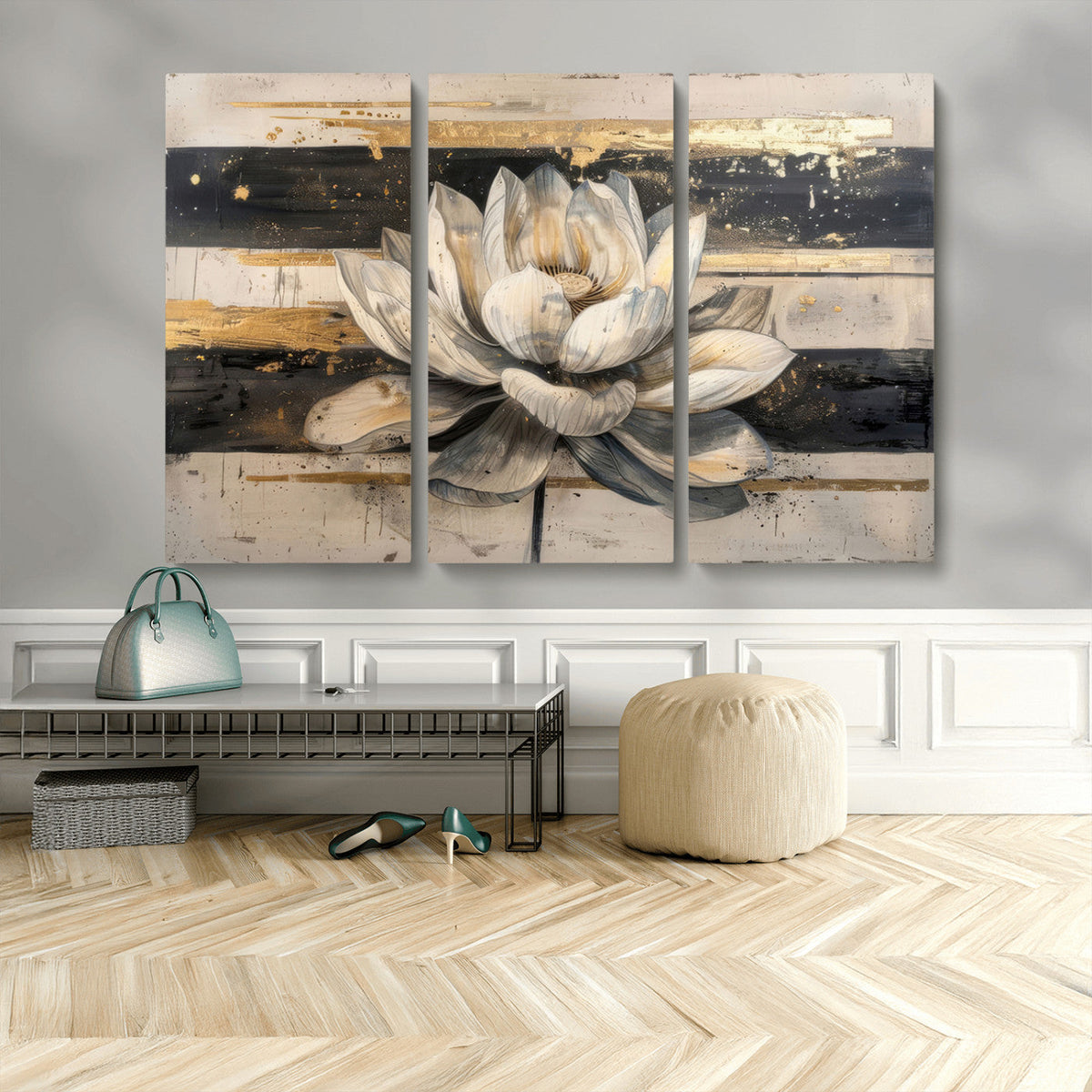 Lotus Flower Wall Art – Framed Abstract Floral Canvas
