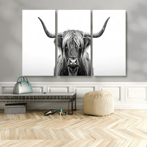 Highland Wall Art Canvas Print – Minimalist Black and White