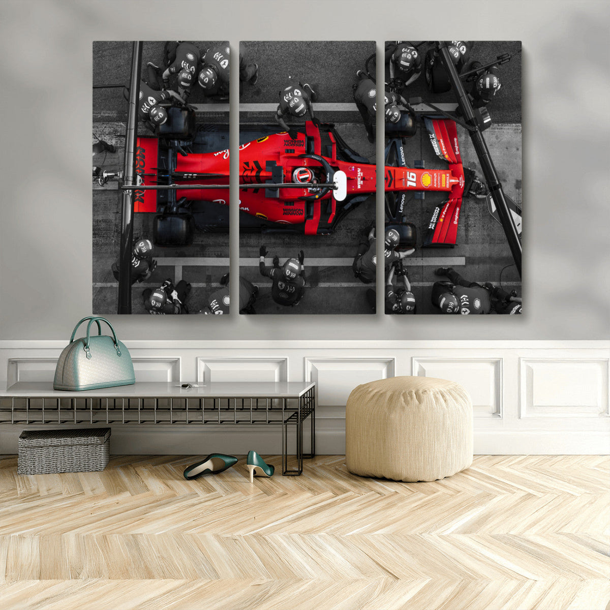 Ferrari Pit Stop Canvas Wall Art – Precision and Speed