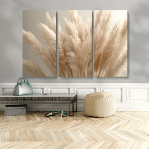 Pampas Grass Canvas Wall Art - Elegant Neutral Decor for