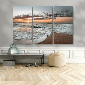 Ocean Sunset Wall Art Canvas Print – Framed Beach Waves