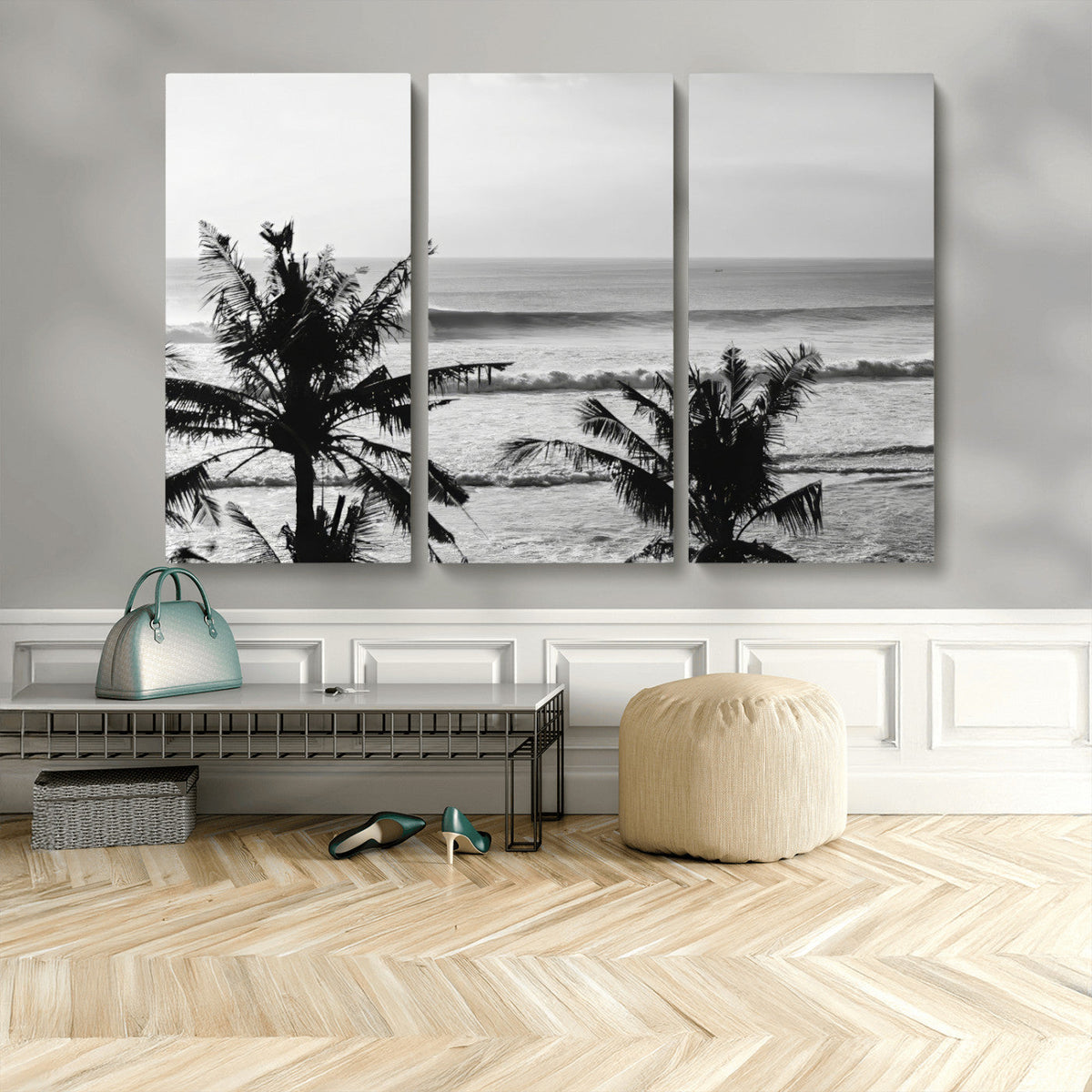 Tropical Coastline Wall Art Canvas Print – Framed Palm Trees