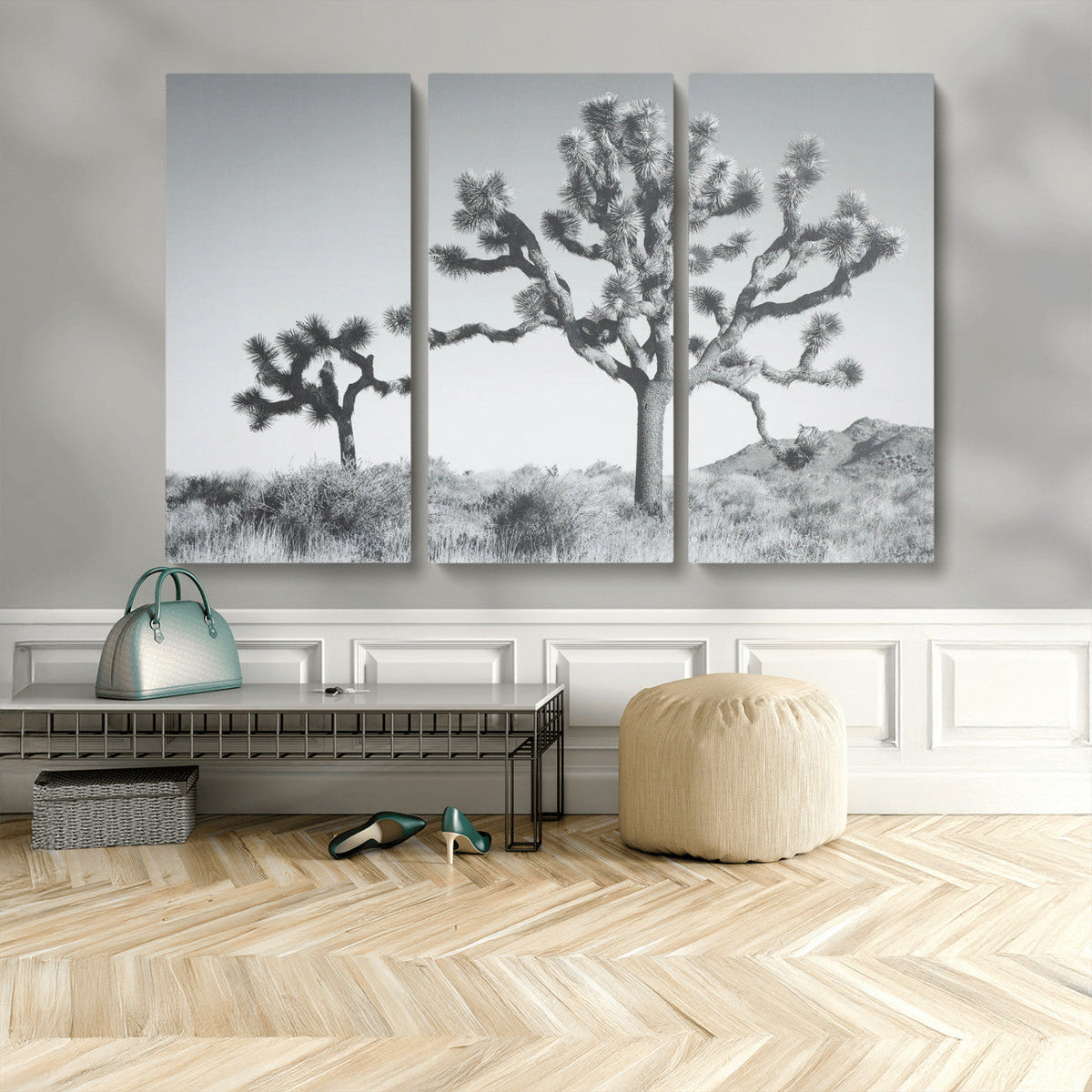 Joshua Tree Wall Art Canvas Print – Framed Black White