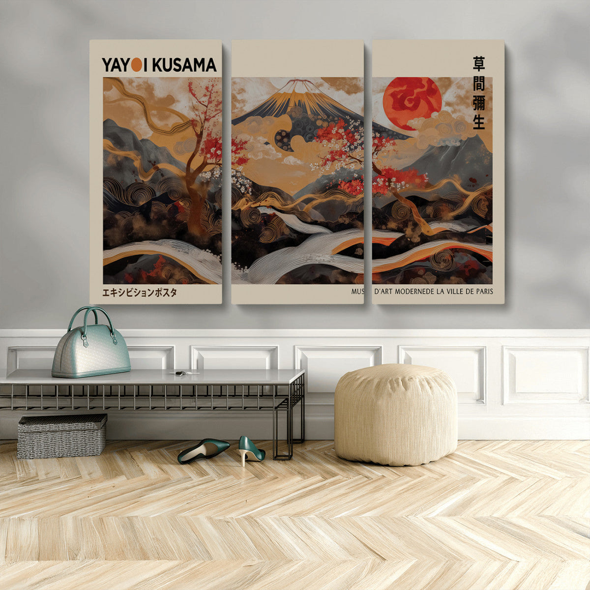Modern Japanese Wall Art Canvas Print – Framed Abstract